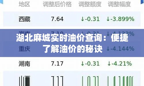 湖北麻城实时油价查询：便捷了解油价的秘诀