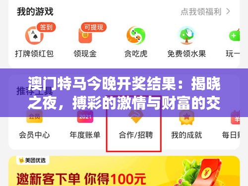 澳门特马今晚开奖结果：揭晓之夜，搏彩的激情与财富的交汇