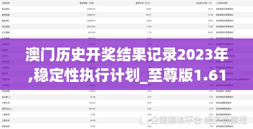 澳门历史开奖结果记录2023年,稳定性执行计划_至尊版1.610