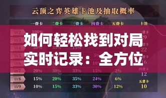 如何轻松找到对局实时记录：全方位指南