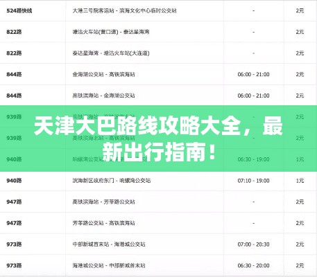 天津大巴路线攻略大全，最新出行指南！