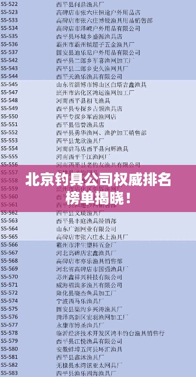 北京钓具公司权威排名榜单揭晓！