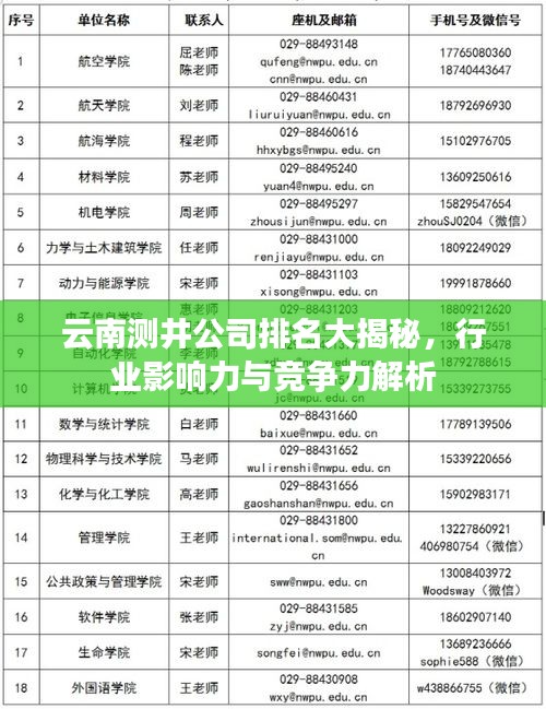 云南测井公司排名大揭秘，行业影响力与竞争力解析