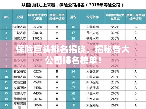 保险巨头排名揭晓，揭秘各大公司排名榜单！