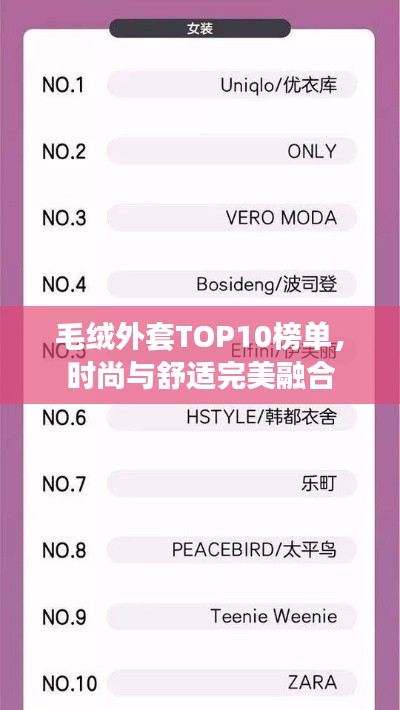 毛绒外套TOP10榜单，时尚与舒适完美融合
