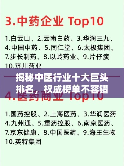 揭秘中医行业十大巨头排名，权威榜单不容错过