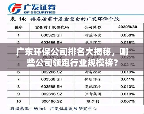 广东环保公司排名大揭秘，哪些公司领跑行业规模榜？