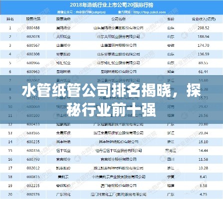 水管纸管公司排名揭晓，探秘行业前十强