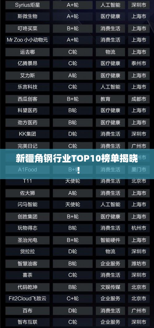 新疆角钢行业TOP10榜单揭晓！