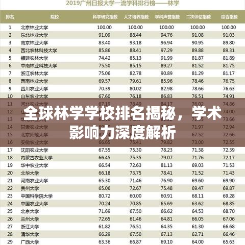 全球林学学校排名揭秘，学术影响力深度解析