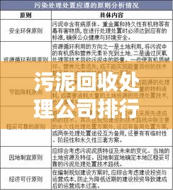 污泥回收处理公司排行榜及行业影响力解析