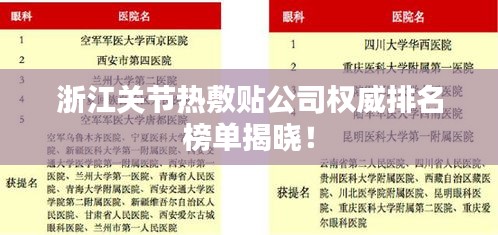 浙江关节热敷贴公司权威排名榜单揭晓！