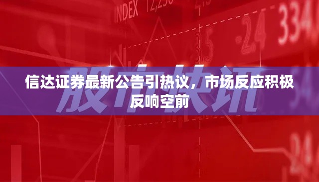 信达证券最新公告引热议，市场反应积极反响空前