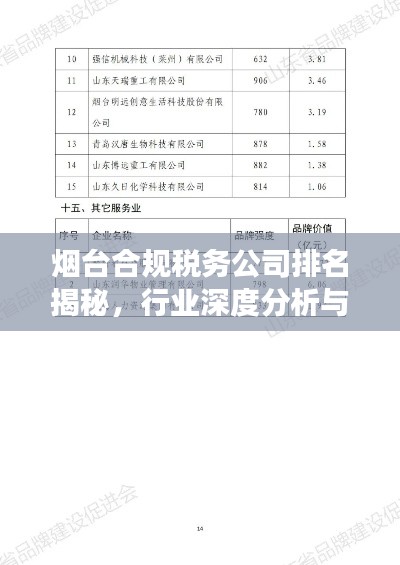 烟台合规税务公司排名揭秘，行业深度分析与解读