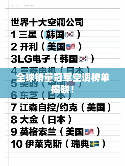 全球销量冠军空调榜单揭晓！